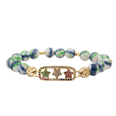 Les bracelets faits main adaptés aux besoins du client de perles de charme coloré avec de l'or ont plaqué le diamant