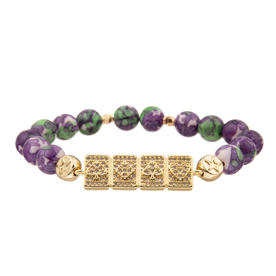 Les bracelets faits main adaptés aux besoins du client de perles de charme coloré avec de l'or ont plaqué le diamant