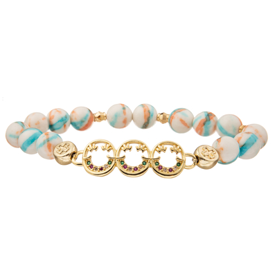 Les bracelets faits main adaptés aux besoins du client de perles de charme coloré avec de l'or ont plaqué le diamant