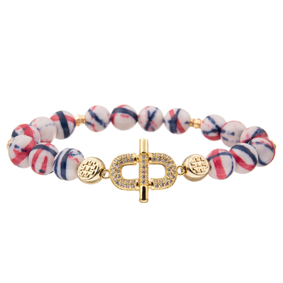 Les bracelets faits main adaptés aux besoins du client de perles de charme coloré avec de l'or ont plaqué le diamant