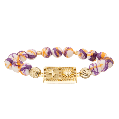 Les bracelets faits main adaptés aux besoins du client de perles de charme coloré avec de l'or ont plaqué le diamant