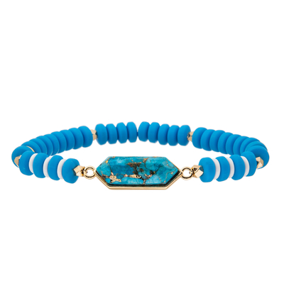 4 bracelets faits main faits sur commande de perles de couleurs avec le pendant régulier d'hexagone