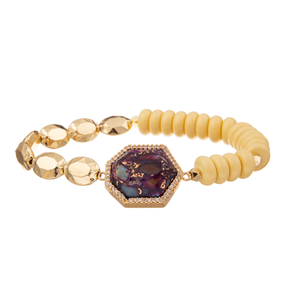 L'or de 5 couleurs a plaqué les bracelets faits main en pierre de perles avec le pendant régulier de heptagone