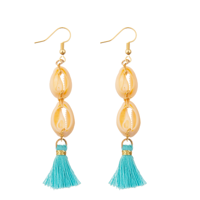 Les perles de riz balancent des boucles d'oreille de gland autour des femmes de Shell Enamel Hoop Earrings For de perle