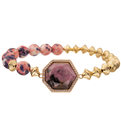 Bracelets faits main de perles de style de la Bohême avec la pierre impériale de heptagone régulier