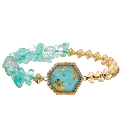 Bracelets faits main de perles de style de la Bohême avec la pierre impériale de heptagone régulier
