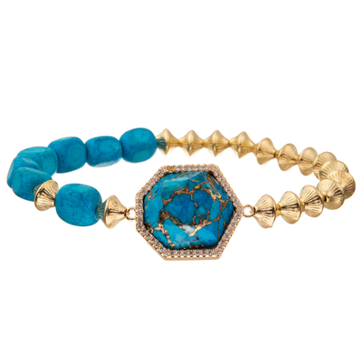 Bracelets faits main de perles de style de la Bohême avec la pierre impériale de heptagone régulier