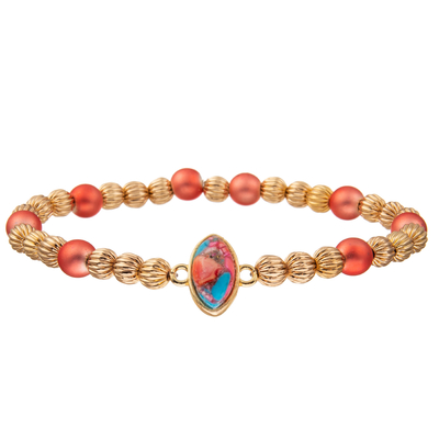 3 couleurs lapident le potiron plaqué par or fait main de bracelets de perles formé
