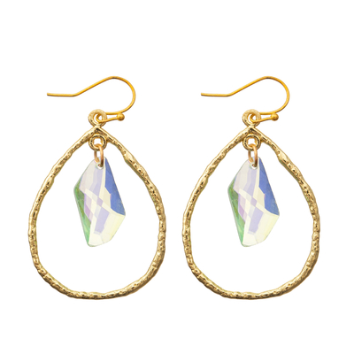 L'or de bijoux plaqué balancent les boucles d'oreille ovales de baisse de crochet de Zircon de boucles d'oreille de cercle d'émail