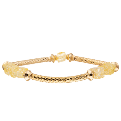 L'or a plaqué les bracelets perlés faits main jaunes de gland de maillon de chaîne a placé le charme de DIY pour des femmes