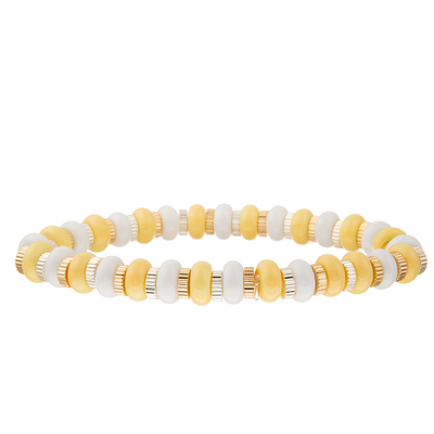 L'or a plaqué les bracelets perlés faits main jaunes de gland de maillon de chaîne a placé le charme de DIY pour des femmes