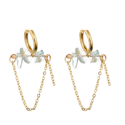 L'or a plaqué les boucles d'oreille rondes simples de cercle d'émail de maillon de chaîne de Zircon pour des femmes