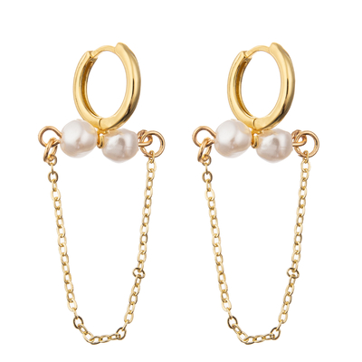 L'or a plaqué les boucles d'oreille rondes simples de cercle d'émail de maillon de chaîne de Zircon pour des femmes