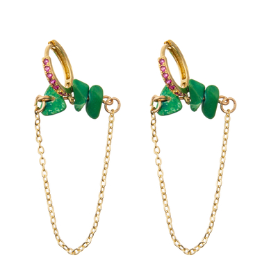 L'or a plaqué les boucles d'oreille rondes simples de cercle d'émail de maillon de chaîne de Zircon pour des femmes