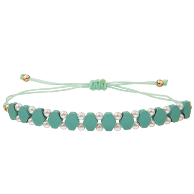 Bracelets de maillon de chaîne de Crystal Glass Beads Metal Handmade avec la turquoise hexagonale