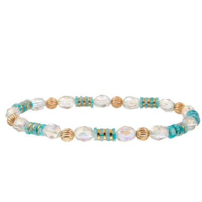 Bracelets de maillon de chaîne de Crystal Glass Beads Metal Handmade avec la turquoise hexagonale
