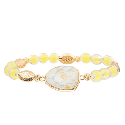 5 bracelets faits main de perles en verre de couleurs réglés avec de l'or ont plaqué la turquoise irrégulière