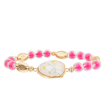 5 bracelets faits main de perles en verre de couleurs réglés avec de l'or ont plaqué la turquoise irrégulière