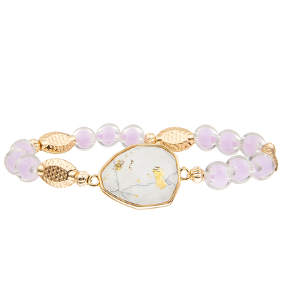 5 bracelets faits main de perles en verre de couleurs réglés avec de l'or ont plaqué la turquoise irrégulière