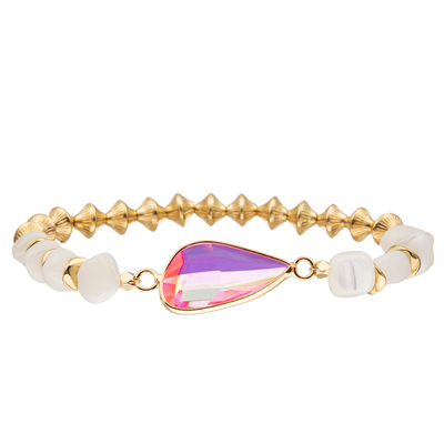 Le gravier fait main perle des bracelets avec le compas gyroscopique a formé les garnitures de cuivre a facetté le cristal