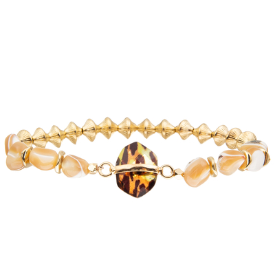 Le gravier fait main perle des bracelets avec le compas gyroscopique a formé les garnitures de cuivre a facetté le cristal