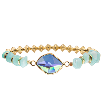 Le gravier fait main perle des bracelets avec le compas gyroscopique a formé les garnitures de cuivre a facetté le cristal