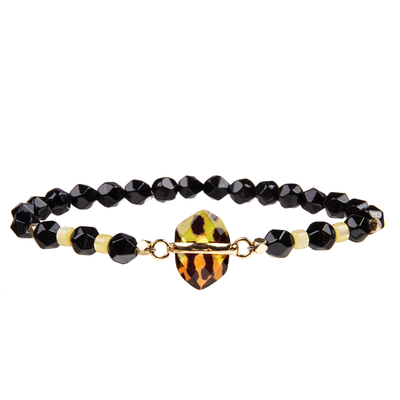 Le calcul biliaire fait main facetté perle des bracelets avec le cristal irrégulier plaqué par or