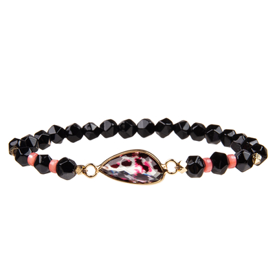 Le calcul biliaire fait main facetté perle des bracelets avec le cristal irrégulier plaqué par or