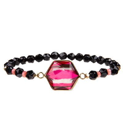 Le calcul biliaire fait main facetté perle des bracelets avec le cristal irrégulier plaqué par or