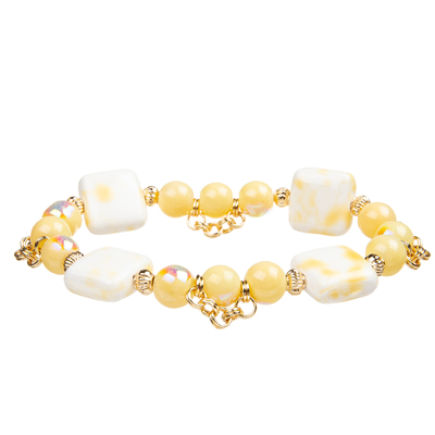 4 bloc en céramique carré de Crystal Beads Bracelets With 4 faits main de couleurs