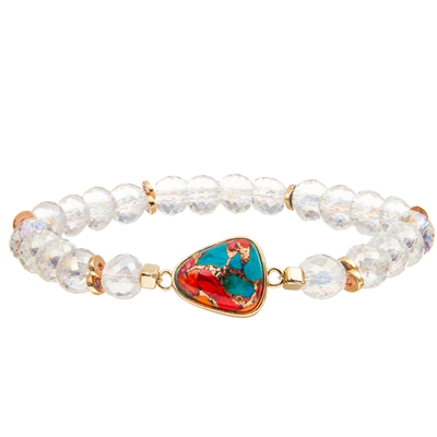Crystal Faceted Beads Charm Bracelets fait main avec la turquoise formée par baisse