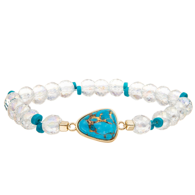 Crystal Faceted Beads Charm Bracelets fait main avec la turquoise formée par baisse