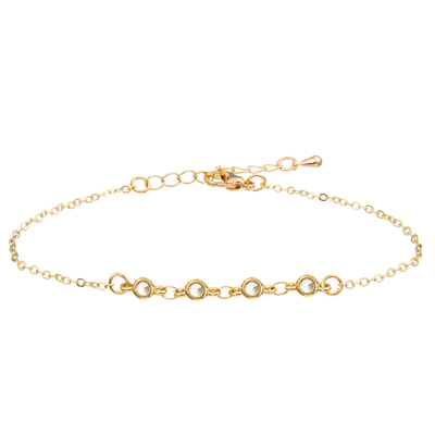Trombone plaqué par or Pin Shape Chain Link Bracelet de barre avec 3 Zircons