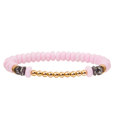 4 bracelets faits main de perles en verre de couleurs réglés avec de l'or plaqué autour des perles