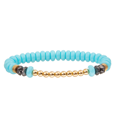 4 bracelets faits main de perles en verre de couleurs réglés avec de l'or plaqué autour des perles
