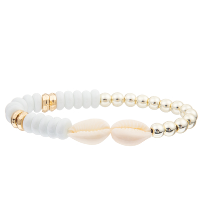 Le calcul biliaire noir en verre fait main de 4 couleurs perle des bracelets réglés avec le coquillage 2