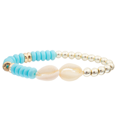 Le calcul biliaire noir en verre fait main de 4 couleurs perle des bracelets réglés avec le coquillage 2