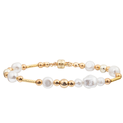 Le bracelet d'eau douce de perle a placé avec 4 couleurs Crystal Faceted Beads Magnetic Buckle