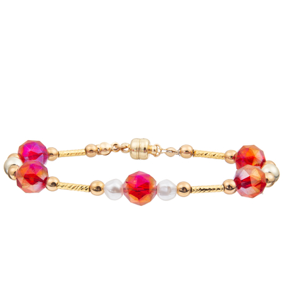 Le bracelet d'eau douce de perle a placé avec 4 couleurs Crystal Faceted Beads Magnetic Buckle