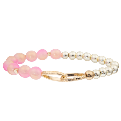 Le calcul biliaire noir fait main perle des bracelets de maillon de chaîne avec 5 perles en verre de couleurs