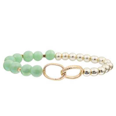 Le calcul biliaire noir fait main perle des bracelets de maillon de chaîne avec 5 perles en verre de couleurs