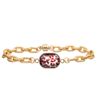 Bracelet magnétique de bracelet de maillon de chaîne de torsion de boucle avec la turquoise plaquée argentée d'octogone