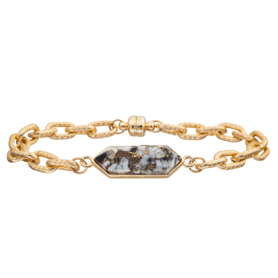 Bracelet magnétique de bracelet de maillon de chaîne de torsion de boucle avec la turquoise plaquée argentée d'octogone