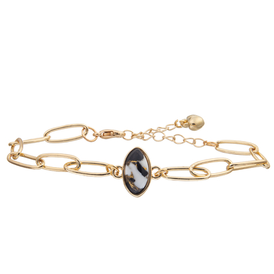 Le bracelet de bracelet de maillon de chaîne de trombone réglé avec de l'or a plaqué la turquoise facettée