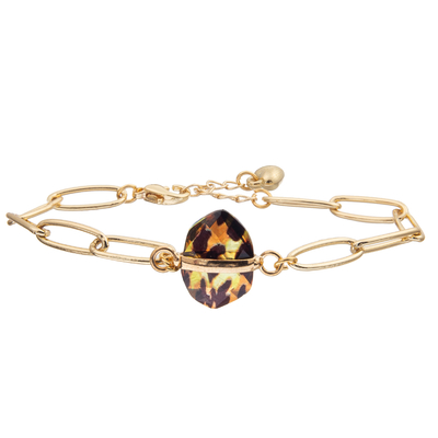 Le bracelet de bracelet de maillon de chaîne de trombone réglé avec de l'or a plaqué la turquoise facettée