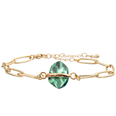 Le bracelet de bracelet de maillon de chaîne de trombone réglé avec de l'or a plaqué la turquoise facettée