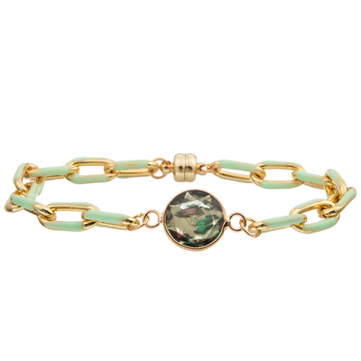 Bracelet de peinture de maillon de chaîne de trombone d'huile de boucle magnétique avec le cristal facetté