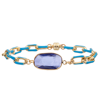 Bracelet de peinture de maillon de chaîne de trombone d'huile de boucle magnétique avec le cristal facetté