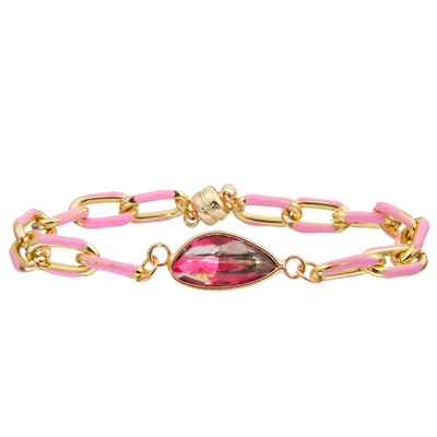 Bracelet de peinture de maillon de chaîne de trombone d'huile de boucle magnétique avec le cristal facetté