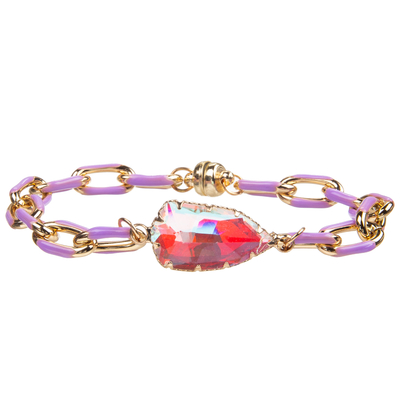 Bracelet de peinture de maillon de chaîne de trombone d'huile de boucle magnétique avec le cristal facetté